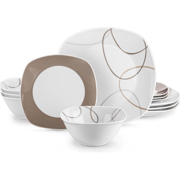 Set Da Portata Tida - 24 Pezzi - 8 Persone - Ceramica Bianca - Piatti Per La Cena, La Colazione E I Piatti Fondi - Set Da Portata Per La Cucina-image