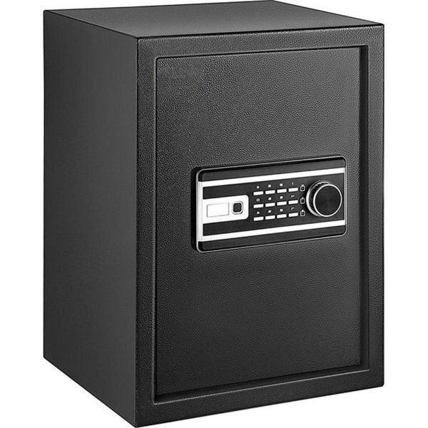 Cassaforte Ignifuga Happyment - Cassaforte Elettronica Con Sistema A Chiave E Impronta Digitale - 60L - Cassaforte Di Sicurezza - Nero-image