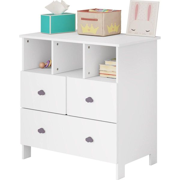 Happyment Miva - Armadio Per Bambini - Bianco - Armadio Per Giocattoli - Camera Dei Bambini - Libreria - Legno-image