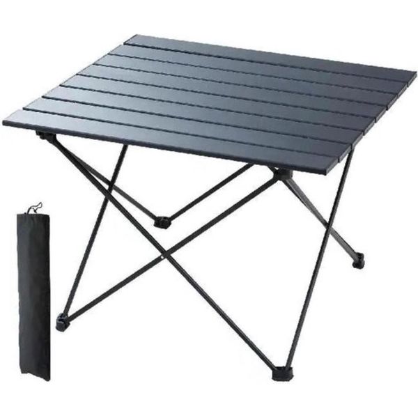 Happyment Campingtich - Tavolo Da Picnic Pieghevole - Portata 66 Kg - Per 4 Persone - Alluminio - Nero-image