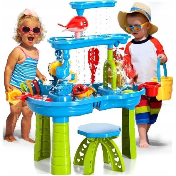 Tavolo D'acqua Sabbiera Secchio D'acqua Giardino Per Bambini + Sedia-image