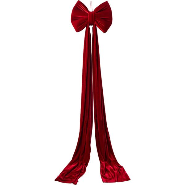 Fiocco Di Natale Extra Large Per La Porta D'ingresso, Fiocco Di Natale Da 2,2 M Per La Porta Del Portico, Decorazione Natalizia Per Interni Ed Esterni, Fiocco Per L'albero, Rosso Vino-image