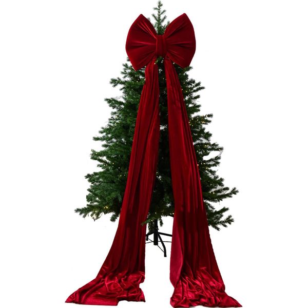 Fiocco Di Natale Extra Large Per La Porta D'ingresso, Fiocco Di Natale Da 1,8 M Per La Porta Del Portico, Decorazione Natalizia Per Interni Ed Esterni, Fiocco Per L'albero, Rosso Vino-image