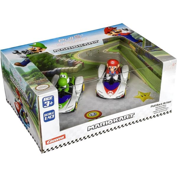 Carrera Mario Kart Zestaw Pull Speed – 2 Samochody Yoshi Premium Akcesoria Do Zabaw-image