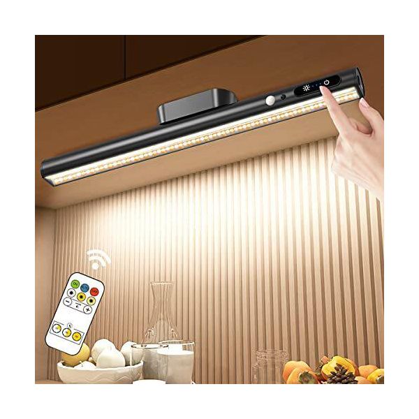 Hapfish Luce Cucina Led Batteria Sensore Di Movimento Sotto L'unità, Magneti Telecomando Per L'illuminazione Armadio, Striscia Senza Fili, Alimentato La-image
