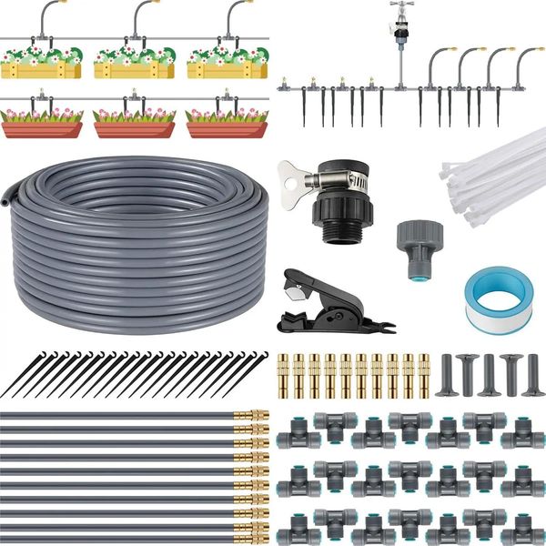 Irrigazione A Goccia Per Giardino - Set Di Irrigazione A Goccia 20 M - Irrigazione Automatica - Microgoccia - Gocciolatori Regolabili - Plastica - Aggiornamento 2025 - Bianco-image