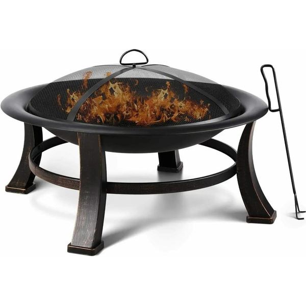 Focolare Da Esterno - Ciotola Ø 76 Cm - A Legna - In Ferro - Griglia - Parascintille - Per Giardino E Campeggio-image