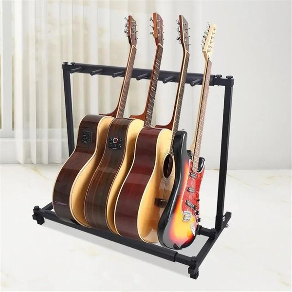 Supporto Per Chitarra - Supporto Multiplo A 5 Pieghe - Pieghevole - Portatile - Universale Per Chitarra Acustica, Chitarra Elettrica E Basso - Nero-image