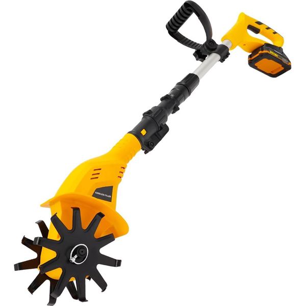 Fresatrice E Coltivatore - Utensile Manuale Elettrico A Batteria - 250 Giri/Min - Per Giardino, Cortile, Parco - Arancione-image