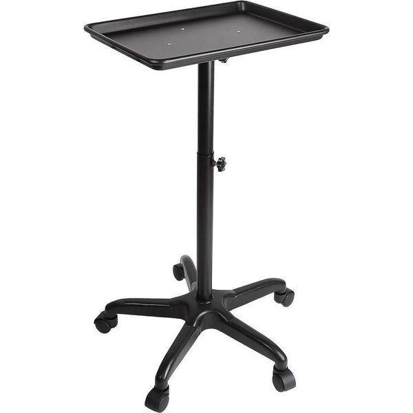 Carrello Da Parrucchiere - Carrello Da Salone - Regolabile In Altezza - Capacità Di Carico 6 Kg - Lega Di Alluminio/Ferro/Plastica - Montaggio Necessario - Nero-image