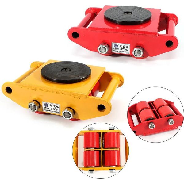 Carrello Per Il Trasporto Di Macchinari Industriali - Pattino/Dolly - Supporto Girevole A 360° - Portata 6 T (6000 Kg) - - Rosso-image