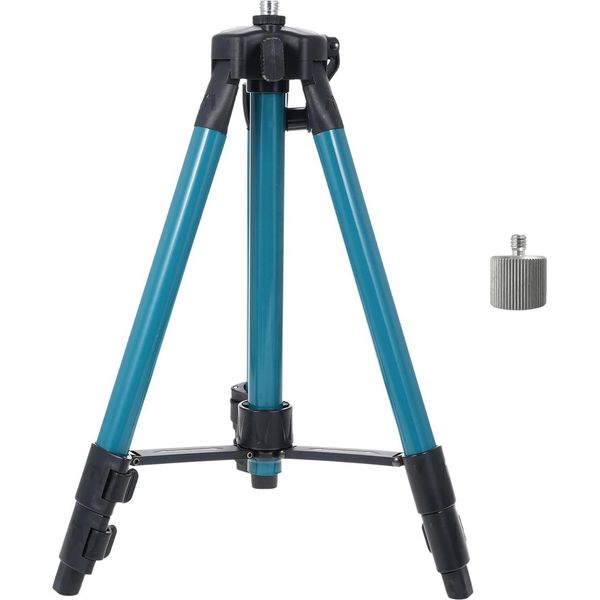 Treppiede Per Livellatore Laser - Treppiede Con Asta Di Prolunga - Altezza 1 M - Regolabile In 3 Posizioni - Filettatura 1,59 Cm - Adattatore Da 1,59 A 0,64 Cm - Nero-image