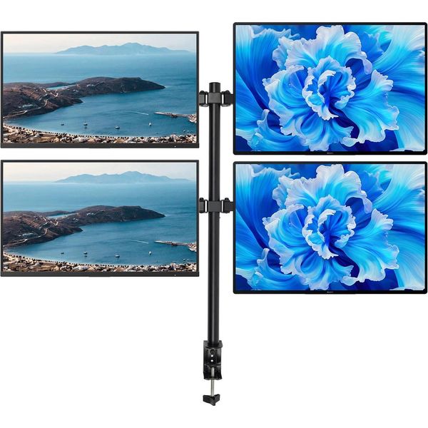 Supporto Per Monitor - Supporto Da Tavolo Per 4 Monitor - Per Monitor Da 25-51 Cm - Altezza 0-40 Cm - Inclinazione ±90° - Rotazione 360° - 9 Kg Per Braccio - Nero-image