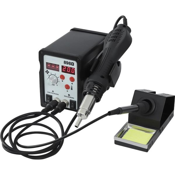 Stazione Di Saldatura 3 In 1 - Stazione Di Dissaldatura E Stazione Di Rilavorazione Ad Aria Calda - 750 W - Set Con Saldatore - Temperatura Regolabile - Nero-image