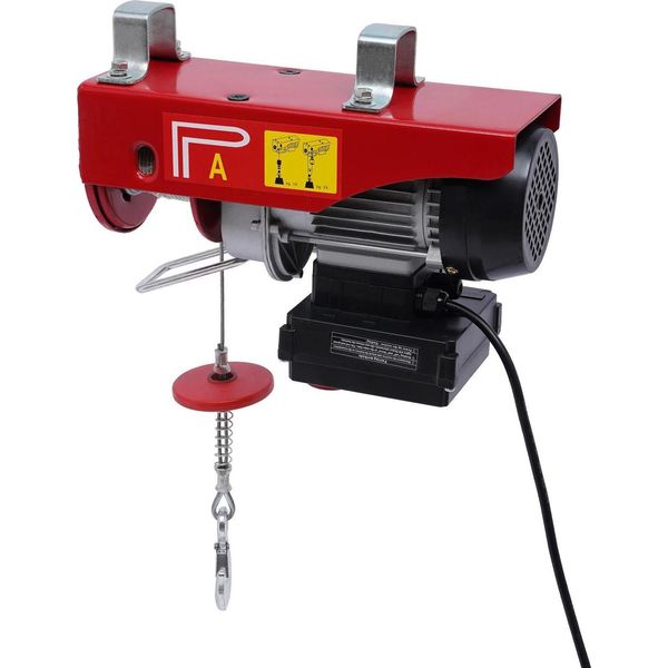 Argano Elettrico - Tensione 220 V - Potenza 510 W - Capacità Di Carico 100/200 Kg - Velocità 10/5 M/Min - Altezza Di Sollevamento 12/6 M - Rosso-image