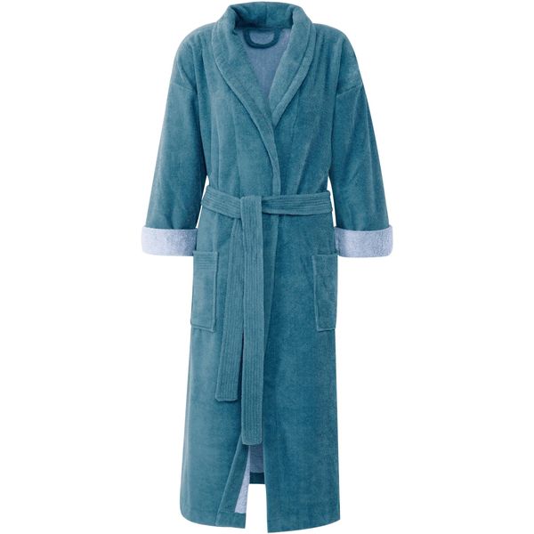 Unisex-Bademantel GÖZze "Turin, Ideal FüR Sauna & Spa, Hotelbademantel, Morgenmantel" Gr. Xl, Blau, L:128Cm, Baumwoll-Mix, HausmäNtel, Bademantel, FüR Damen & Herren, Mit GüRtel Und Zwei Aufgesetzten Taschen, Lang-image