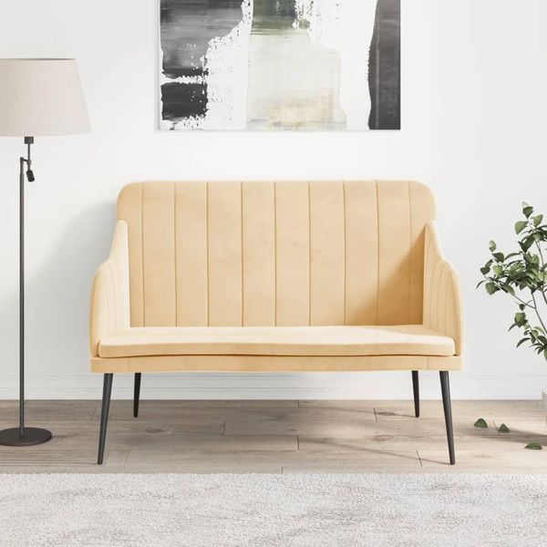 The Living Store Panca Crema 110X76X80 Cm Velluto-image