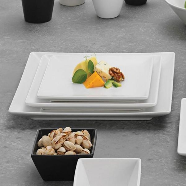 Piatto Da Antipasto O Da Dessert In Gres Bianco - L 18 Cm - Quadro-image