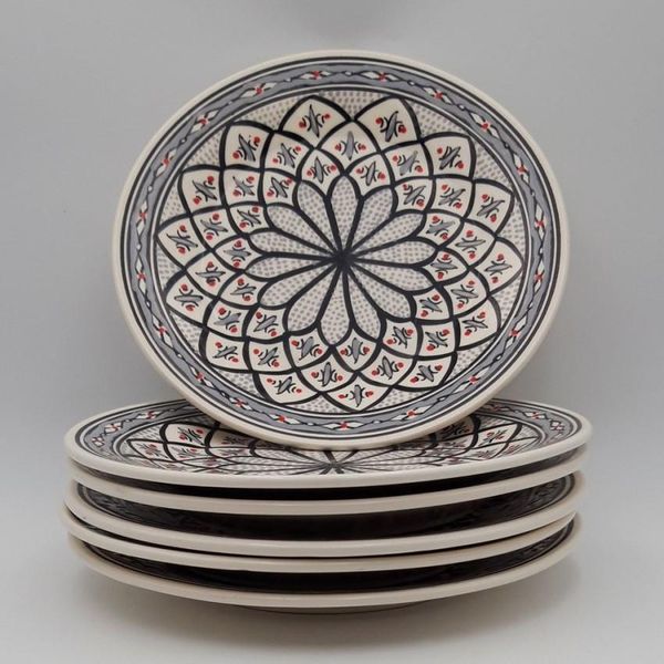 Set Di 6 Piatti Da Portata Bakir Grigio - D 28 Cm-image
