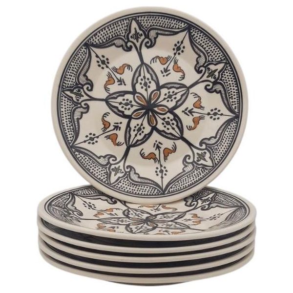 Set Di 6 Piatti Da Portata Marocchini Neri - P 24 Cm-image