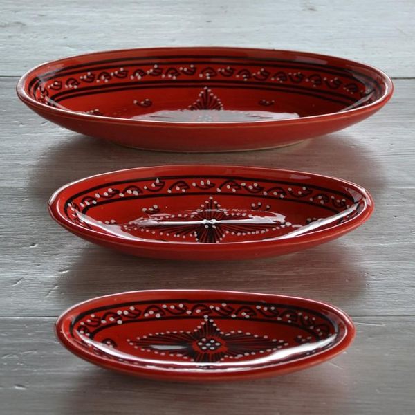 Piatto Ovale Tatoué Rosso - L 40 Cm-image