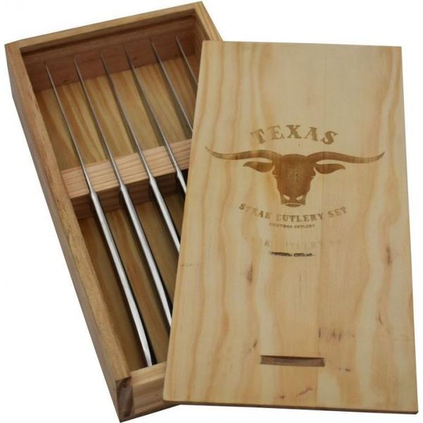 Set Di 6 Coltelli Da Bistecca Texani In Acciaio Inox-image