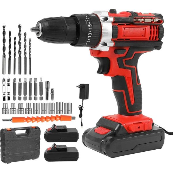 Trapano A Batteria, Motore Brushless, Funzione A Doppia Velocità, 2 Batterie 1 Spina-image