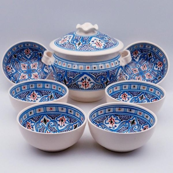 Servizio Di Zuppa Marocchina Turchese - 12 Persone-image