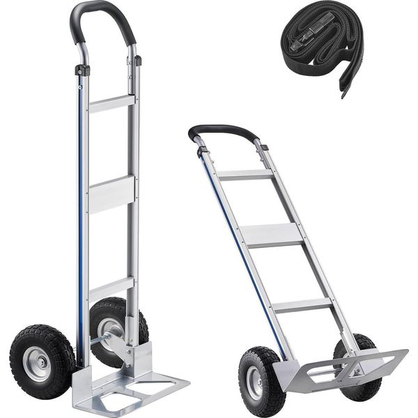 Vevor, Portata 227 Kg, Carrello Da Trasporto Per Carichi Pesanti Con Maniglia, Carrello Manuale In Lega Di Alluminio Con Cinghia Di Fissaggio, Carrello Impilabile Per Traslochi Di Casa, Ufficio, Magazzino, 480X500X1340 Mm-image