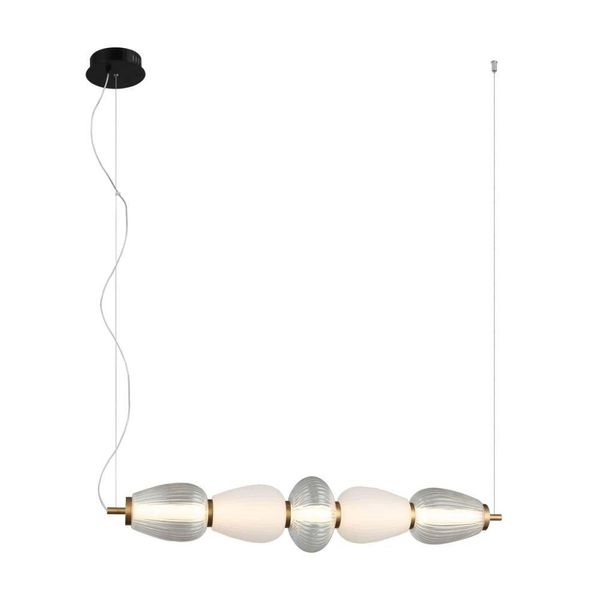 Lampada A Sospensione Decorativa Per Sala Da Pranzo Sopra Il Tavolo Striscia Orizzontale In Vetro Tonalità Calda Led 22W Gastel Italux-image