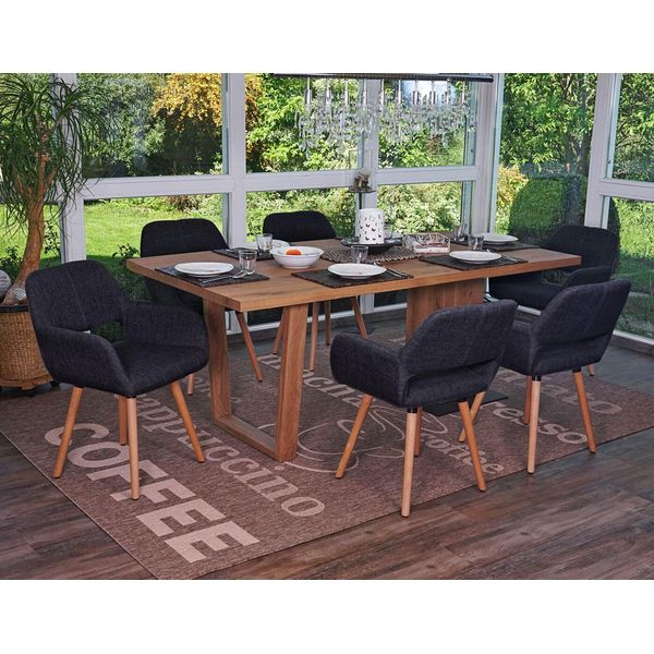 Set Di 6 Sedie Per Sala Da Pranzo HWC-A50 Ii, Sedia Da Cucina, Design Retrò Anni '50 ~ Tessuto, Grigio Scuro, Gambe Chiare-image