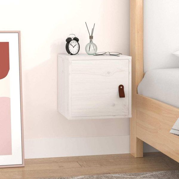 The Living Store Armadio A Muro Bianco 31,5X30X30 Cm In Legno Di Pino Massiccio-image