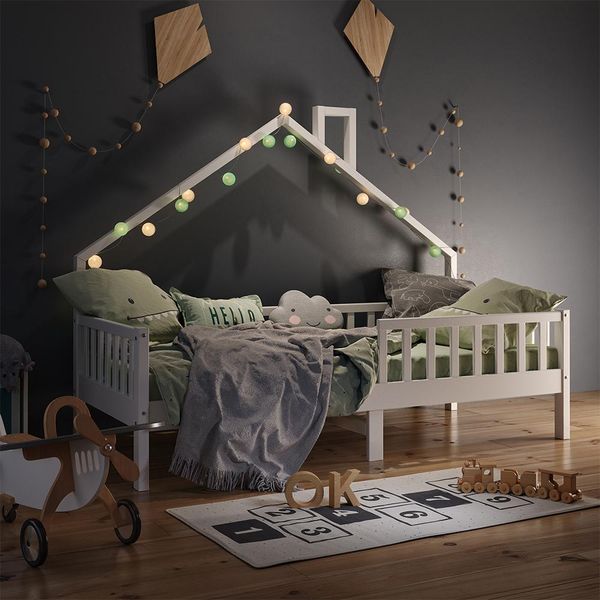 Vitalispa Letto Montessori Bambini Noemi, 90X200 Cm Con Materasso, Bianco-image