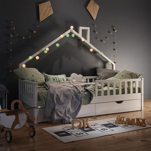 Vitalispa Letto Montessori Bambini Noemi, 90X200 Cm Con 2 Cassetti, Bianco-image