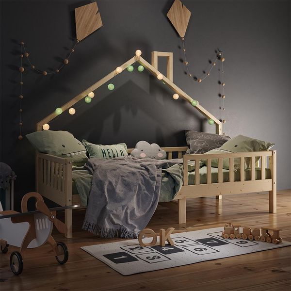 Vitalispa Letto Montessori Bambini Noemi, 90X200 Cm Con Materasso, Legno Naturale-image