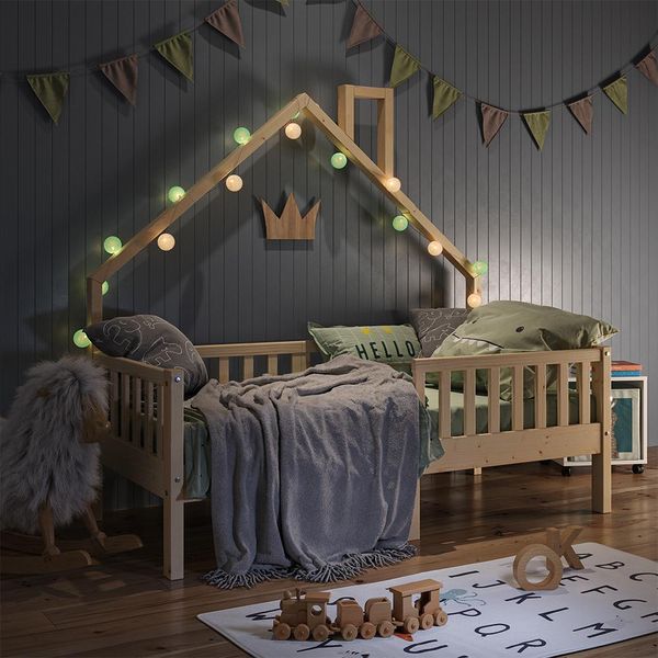 Vitalispa Letto Montessori Bambini Noemi, 80X160 Cm Con Materasso, Legno Naturale-image