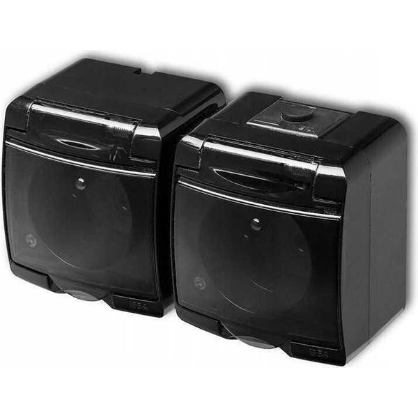 Presa Doppia Junior Con Messa A Terra 2X(2P+Z) Nero-image