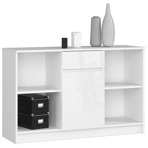 Akord Credenza 1 Cassetto 1 Anta Bianco Lucido 120X40X77 Cm-image