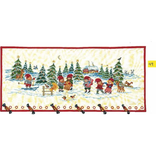 Eva Rosenstand Set Da Parete A Punto Croce "Calendario Dell'avvento, Elfi Nella Neve"", Schema Di Conteggio, 40X95Cm"-image