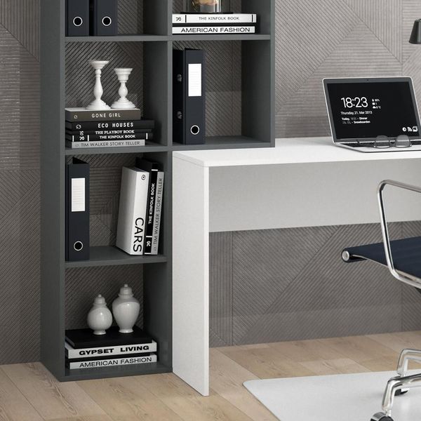 Vicco Scrivania Con Ripiani Mara, 59 X 166.8 Cm, Bianco/Antracite-image