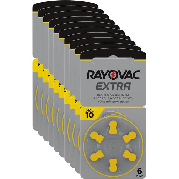 Rayovac 10X Extra Advanced Formato 10 - Blister Di 6 Batterie Per Apparecchi Acustici PR70 Yellow 24610 10AU-6XEMF-image