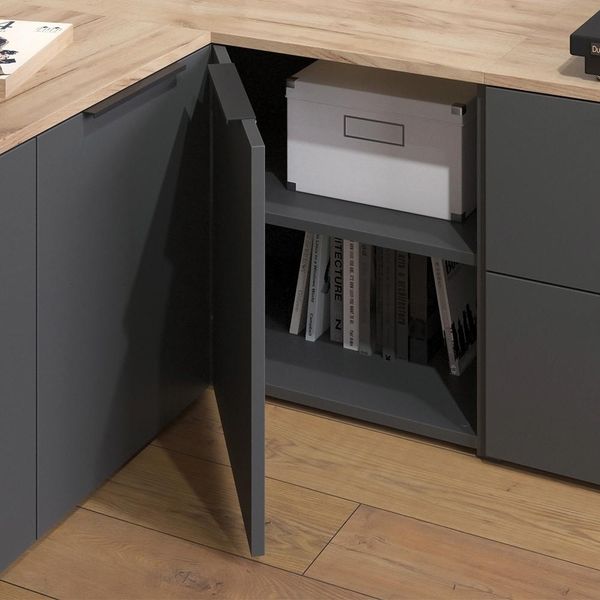 Vicco Credenza Wido, 80 X 50 Cm Cassettiera Ad Angolo Con Anta, Antracite/Sonoma-image
