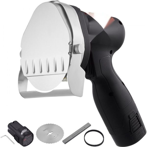 DöNnerslicer 80W Kebabslicer - Coltello Elettrico A Batteria - Coltello Per Gyro - Coltello Elettrico Per Shawarma Kebab 0-8Mm Spessore Regolabile - Affettatrice Commerciale Per Kebab Con Lame Da 100Mm Nero.-image