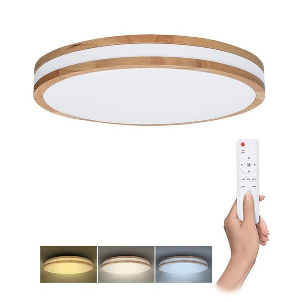 Plafoniera Led Solight WO8008 Woody 60 W 4200 Lm 3000-6000 K Rovere Con Telecomando-image
