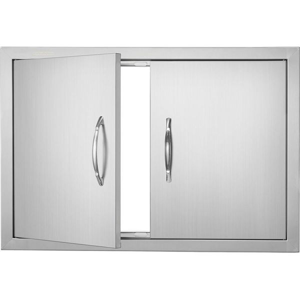 Porta Di Accesso Al Barbecue, 711 X 482 Mm, Doppia Porta Per Cucina Esterna, Porta In Acciaio Inox - Porta Verticale A Parete - Con Maniglie - Per Isola Barbecue, Stazione Barbecue, Mobile Esterno-image
