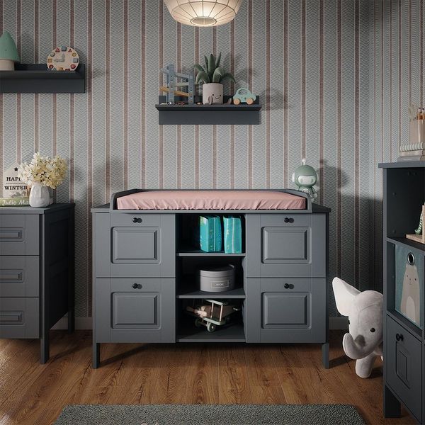 Vitalispa Fasciatoio Ajaton, 133 X 98.4 Cm Con 4 Cassetti, Grigio-image