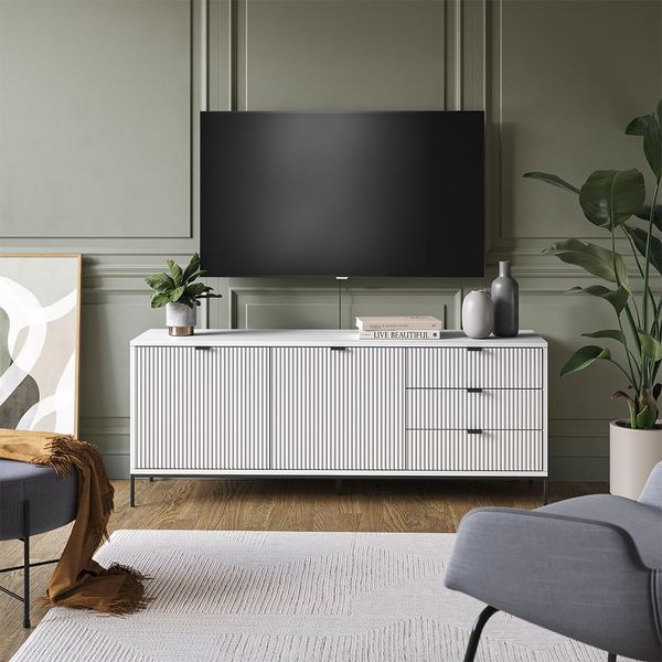 Vicco Mobile Tv Eliza, 150.1 X 60 Cm Con 3 Cassetti, 2 Ante, Bianco-image