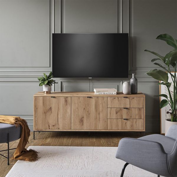 Vicco Mobile Tv Eliza, 150.1 X 60 Cm Con 3 Cassetti, 2 Ante, Quercia Vichinga-image