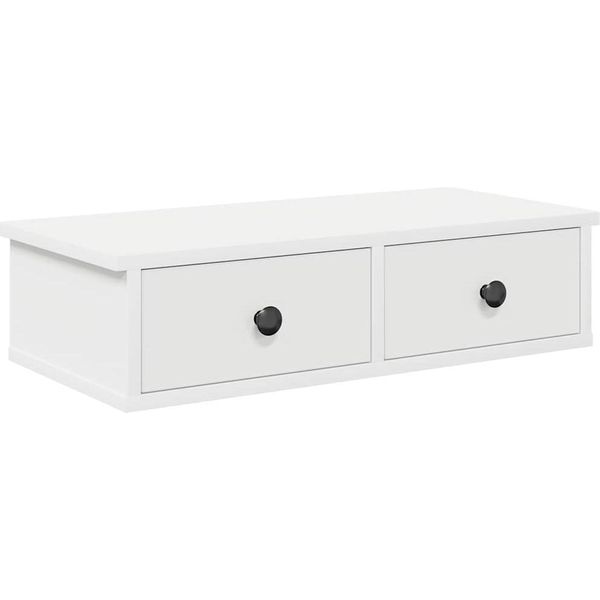 Vidaxl Scaffale A Muro Con Cassetti Bianco 60X28X15 Cm Materiale A Base Di Legno-image