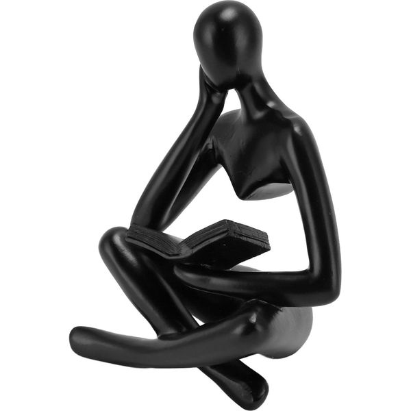 Figura Del Pensatore, Statua Del Pensatore, Statua Seduta In Resina, Statua Di Lettura Del Pensatore, Ornamento D'arte Astratta, Figura Decorativa Da Tavolo-image